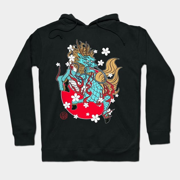 Kirin, the legendary horse of Japan Hoodie by Ukiyograph